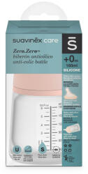 Suavinex , Zero Zero biberon cu tetină din silicon SS cu debit lent, de la naștere, 180 ml