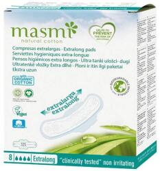 MASMI NATURAL COTTON Natural Cotton, șervețele sanitare din bumbac organic, cu branhii, extra-lungi și ultra-subțiri, Extralong, 8 bucăți