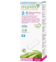 MASMI NATURAL COTTON Natural Cotton, șervețele sanitare din bumbac organic, 2in1 moi, ultra-absorbante, 24 bucăți