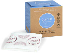 Ginger Organic , șervețele igienice de noapte cu aripi, 10 bucăți