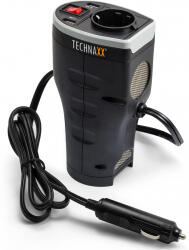 Technaxx Invertor de tensiune Technaxx TE13 200W alimentare 12V iesire 230V 2xUSB-A siguranta 20A negru (4645tx) - cel