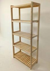 Tonap Raft depozitare lemn pin 5 polițe, 173x80x33 cm, fără finis (5P80) Raft