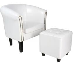 Miadomodo Fotoliu Chesterfield cu taburet - alb (CSSEL002A0ws0000)