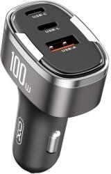 XO CC61 Autós töltő 1xUSB 1xUSB-C 1xLightning 100W fekete (130700)