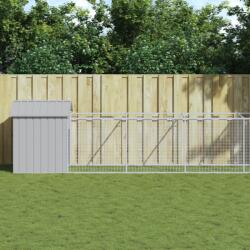 vidaXL világosszürke horganyzott acél kutyakennel 117 x 609 x 123 cm (3189065)