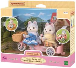 EPOCH Sylvanian Families, Catelusi Husky pe bicicleta, set cu figurina, 5637