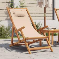 vidaXL bézs tömör eukaliptuszfa és szövet összecsukható strandszék (366560)