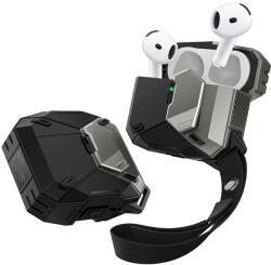Supcase Matrix - AirPods 4 tartó - fekete ütésálló tok, csuklópánttal - tokgalaxis