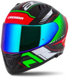 Cassida Aero Drome zárt motorkerékpár sisak fekete-piros-zöld-fehér
