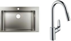 Hansgrohe Készlet acél mosogató Hansgrohe S 71 43302800, konyhai csaptelep Hansgrohe Focus M41 31815000