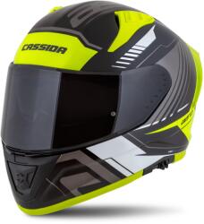 Cassida Aero Drome zárt motorkerékpár sisak fekete-fluo sárga-fehér-szürke-
