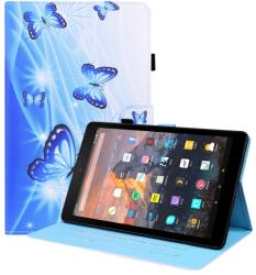  ART Husă rabatabilă Amazon Kindle Fire HD 10 2019 / 2017 (generația a 9-a / generația a 7-a) BUTTERFLIES BLUE