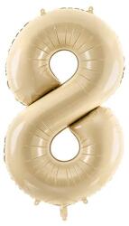 PartyDeco 8-as születésnapi szám fólia lufi - bézs 72 cm