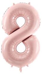 PartyDeco 8-as születésnapi szám fólia lufi - világos rózsaszín 72 cm