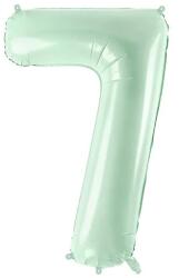 PartyDeco 7-es születésnapi szám fólia lufi - pasztell zöld 72 cm