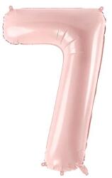 PartyDeco 7-es születésnapi szám fólia lufi - világos rózsaszín 72 cm