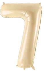 PartyDeco 7-es születésnapi szám fólia lufi - bézs 72 cm