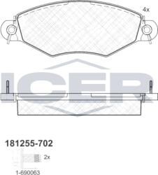 ICER set placute frana, frana disc ICER 181255-702