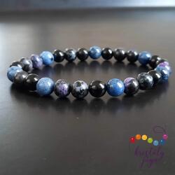 Kristály Jóga Shop Ónix, gabbró, dumortierit, csaroit 8 mm-es férfi karkötő