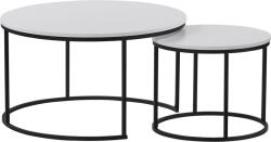 Mobikon Set 2 masute cafea mdf alb metal negru Iklin 80x45 cm, 50x40 cm (0000276597)