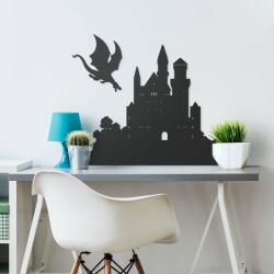 DUBLEZ Fa Halloween dekoráció - Kastély és sárkány, Antracitszürke