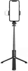 Prémium selfie bot, 19 - 104 cm, 360°-ban forgatható, exponáló gombbal, bluetooth-os, tripod állvány funkció, világítással, fekete