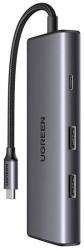 UGREEN CM498 UGREEN Revodok Pro 7in1 USB HUB Adapter, USB Type-C csatlakozó - 2 x USB-A + 2 x USB Type-C + HDMI + SD/TF aljzat, szürke (CM498)