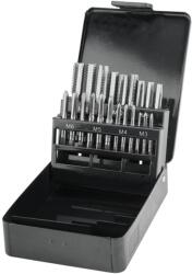 Extol premium menetfúró klt. , kézi, fém dobozban; 21db, M3, 4, 5, 6, 8, 10, 12, jó minőségű szénacél, hajtóvas nélkül (29301)
