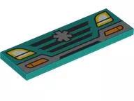 LEGO® 69729pb097c39 - LEGO sötét türkiz csempe 2 x 6 méretű, mentőautó hűtőrács és lámpa mintával (69729pb097c39)