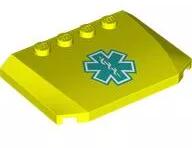 LEGO® 52031pb191c236 - LEGO neon sárga lap 6 x 2 x 2/3 méretű, lecsapott, íves, mentő mintával (52031pb191c236)