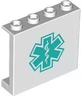 LEGO® 60581pb250c1 - LEGO fehér panel 1 x 4 x 3 méretű, sötét türkiz mentő mintával (60581pb250c1)