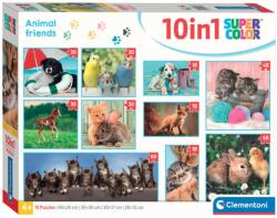 Clementoni Puzzle pentru copii Clementoni 10 în 1 - Prieteni animale (20283) Puzzle