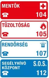  munkavédelmi tábla pvc 150x200 segélykérő telefonszámok