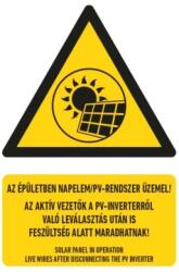  munkavédelmi matrica önt. 160x250 az épületben napelem/pv rendszer üzemel