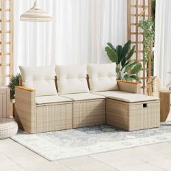 vidaXL 4 részes bézs polyrattan kerti ülőgarnitúra párnákkal (3325894)