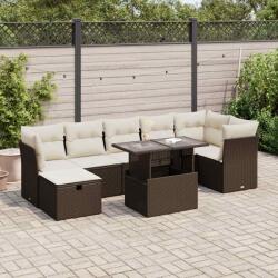 vidaXL 8 részes barna polyrattan kerti ülőgarnitúra párnákkal (3327793)