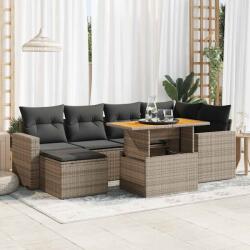 vidaXL 7 részes szürke polyrattan kerti ülőgarnitúra párnákkal (3327063)