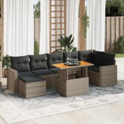 vidaXL 8 részes szürke polyrattan kerti ülőgarnitúra párnákkal (3327070)
