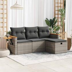 vidaXL 4 részes szürke polyrattan kerti ülőgarnitúra párnákkal (3325952)
