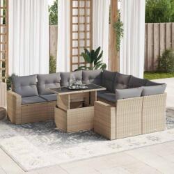 vidaXL 9 részes bézs polyrattan kerti ülőgarnitúra párnákkal (3326290)