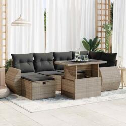 vidaXL 7 részes szürke polyrattan kerti ülőgarnitúra párnákkal (3327900)