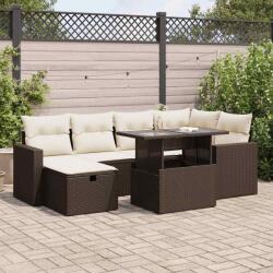 vidaXL 7 részes barna polyrattan kerti ülőgarnitúra párnákkal (3327823)