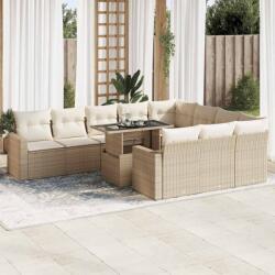 vidaXL 11 részes bézs polyrattan kerti ülőgarnitúra párnákkal (3326389)