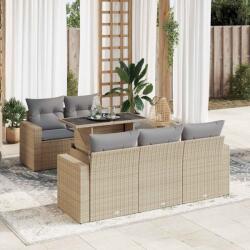vidaXL 6 részes bézs polyrattan kerti ülőgarnitúra párnával (3326250)