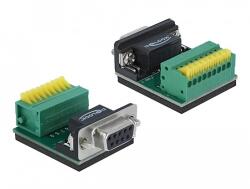 Delock Sub-D 9 tűs adapter anya - 9 tűs nyomógombos Terminal Block (66322)