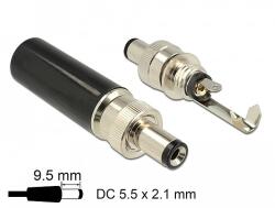 Delock DC csatlakozó apa 5, 5 x 2, 1 mm dugómérettel és 9, 5 mm hosszal (89913)