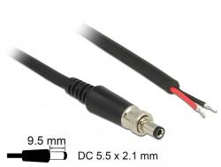 Delock DC tápkábel 5, 5 x 2, 1 x 9, 5 mm, csavarozással nyitható huzalvéggel, 95 cm hosszú (89907)