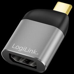 LogiLink USB 3.2 Gen2 Type-C adapter, USB-C/M-DP/F, 8K, alu, fekete/szürke (CUA0204)