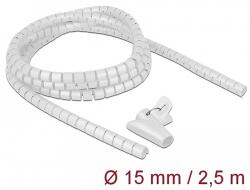 Delock Spirális kábelburkolat behúzó eszközzel 2, 5 m x 15 mm fehér (18839)