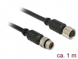 Delock M8 Sensor- / Aktorkabel 6 Pin Stecker zu 6 Pin Buchse wasserdicht 1 m Delock (12690)